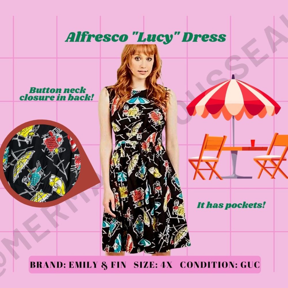 Emily & Fin 4x "Lucy" Too Much Fun style in Alfresco Print has pockets